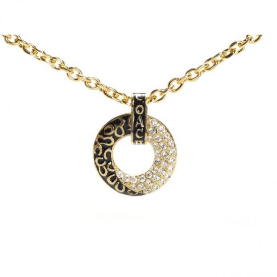 Coach Logo Circle Gold Necklaces CYE | Women - Click Image to Close